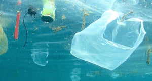 Plastic pollution floating in the ocean