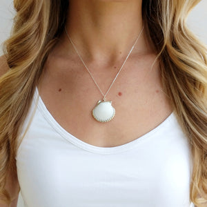 White Seashell Necklace Jewelry 